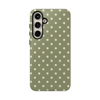 Samsung Galaxy S24 Plus / Glossy Phone Case - ’Green & White Dot Pattern’ Phone Case