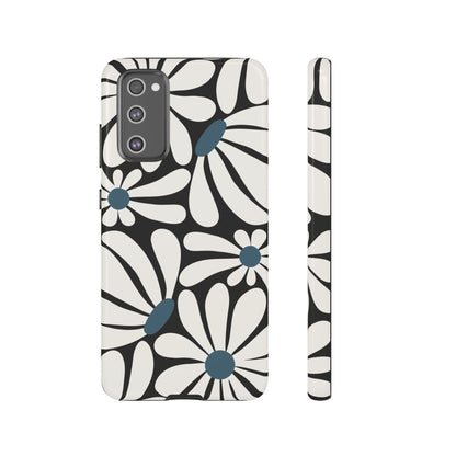 Retro Black Daisy Pattern Phone Case - Black Phone Case - Samsung Galaxy S20 FE / Glossy