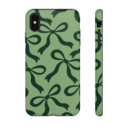 Bold Sage Green and Forest Green Bow Pattern Phone Case - Green Phone Case - iPhone XS MAX / Glossy
