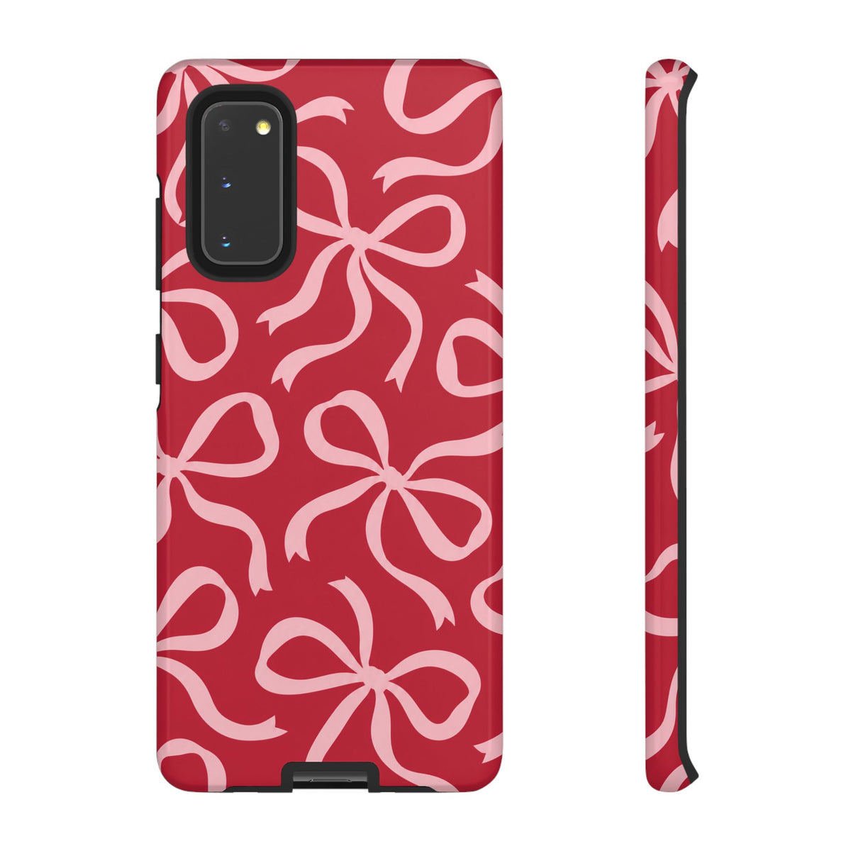 Bold Raspberry Red and Blush Pink Bow Pattern Phone Case