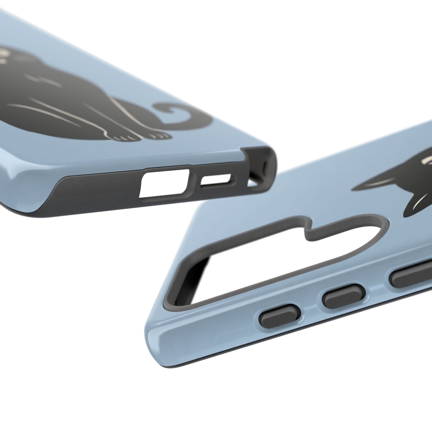 Minimalist Powder Blue & Black Cat Phone Case