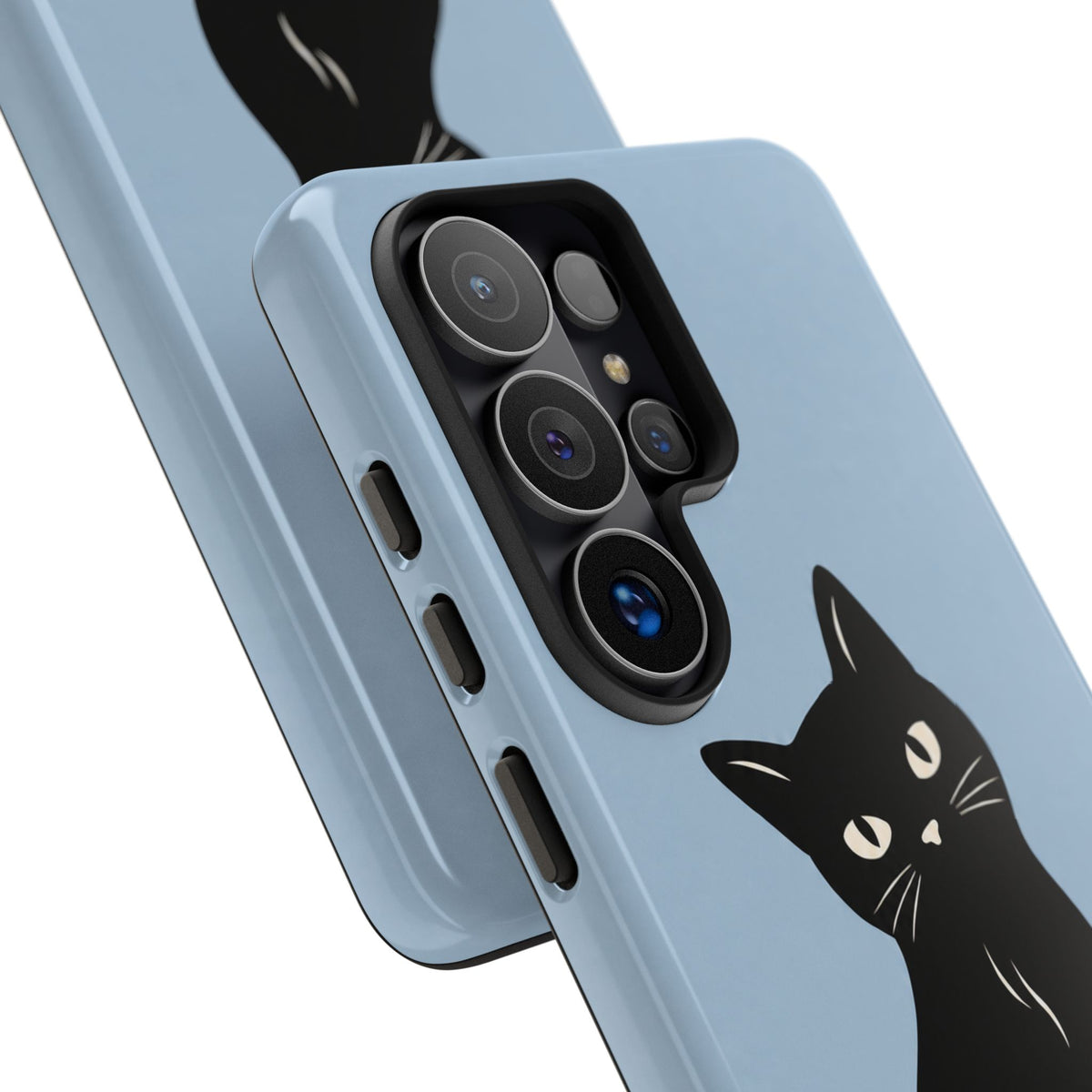 Minimalist Powder Blue & Black Cat Phone Case