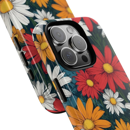 Pop Art Daisies Illustration "Red & Orange" Phone Case