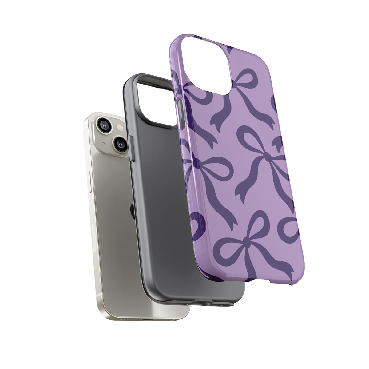 Bold Lilac and Deep Purple Bow Pattern Phone Case - Purple Phone Case