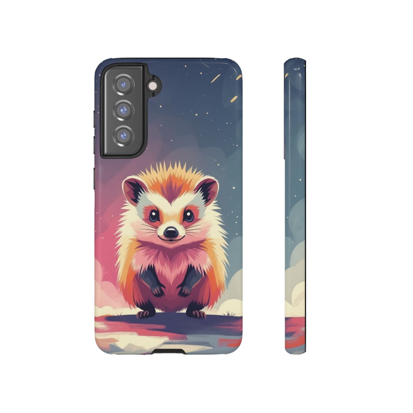 Samsung Galaxy S21 FE / Glossy Phone Case - Stylised Hedgehog Design Phone Case
