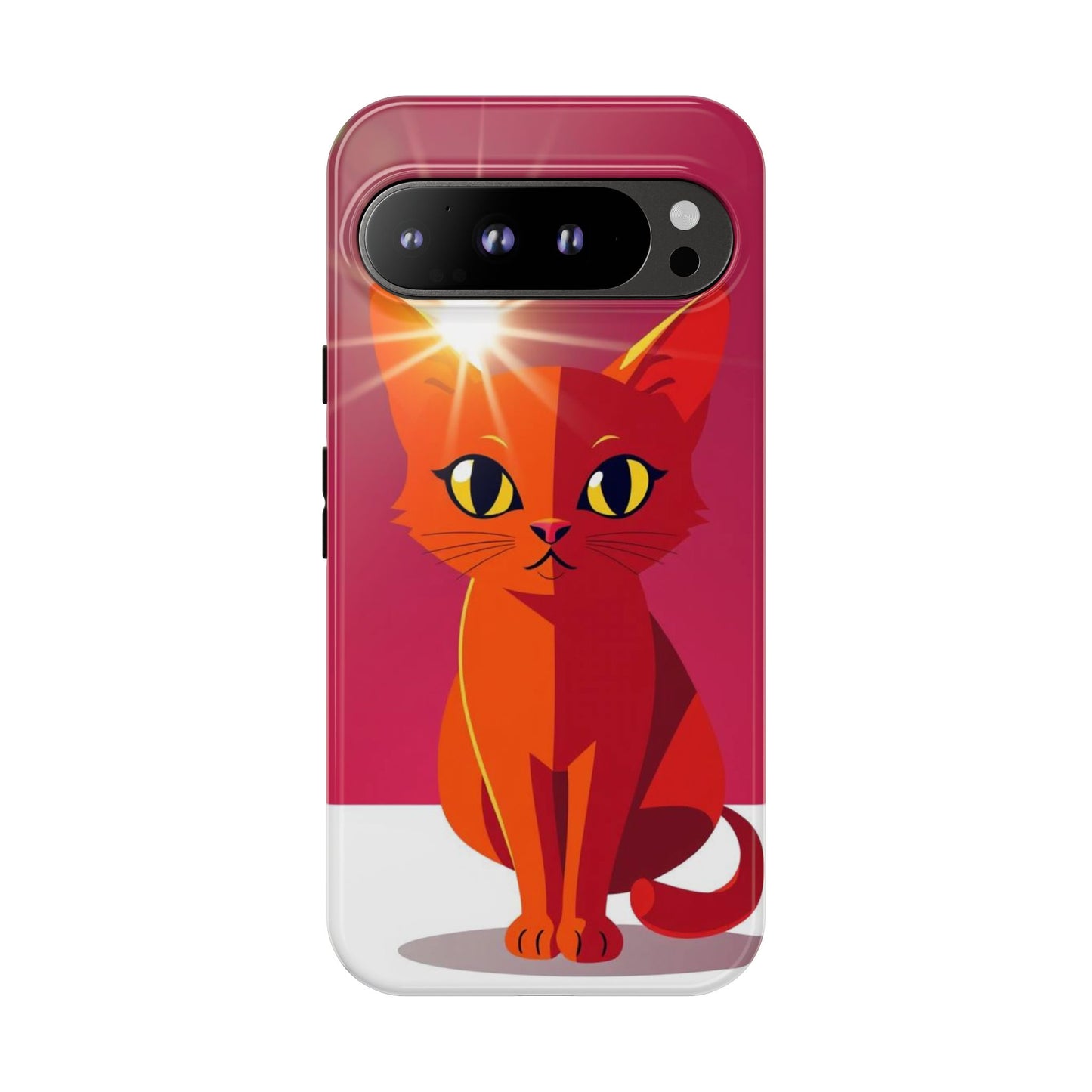 Google Pixel 9 Pro XL / Glossy Phone Case - Flashing Cat Design Phone Case