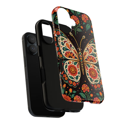 Vibrant Terracotta and Teal Calavera Butterfly Phone Case - Multicolor Phone Case