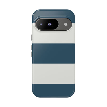 Google Pixel 9 / Glossy Phone Case - Blue & White Horizontal Stripe Pattern Phone Case
