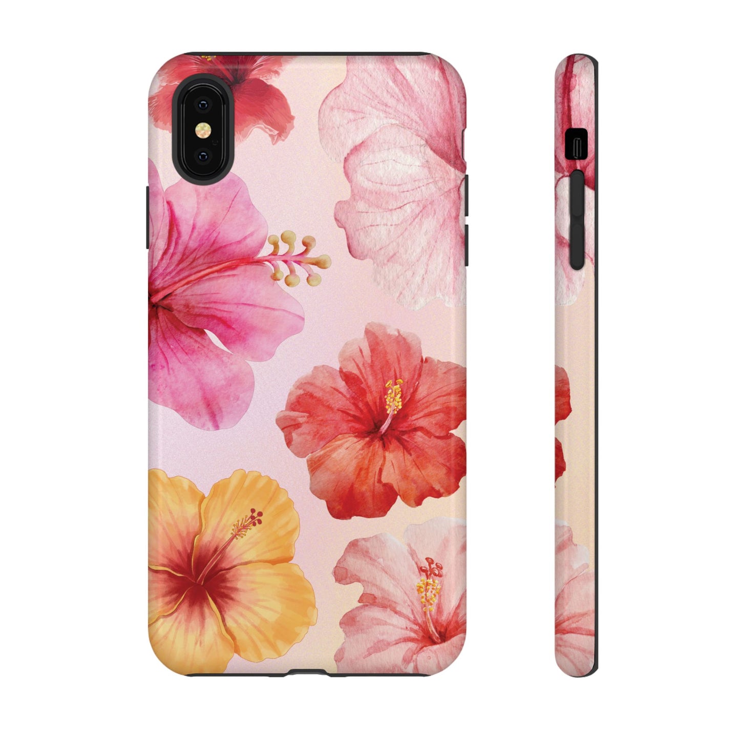 iPhone XS MAX / Glossy Phone Case - ’Pink Hibiscus Pattern #1’ Phone Case