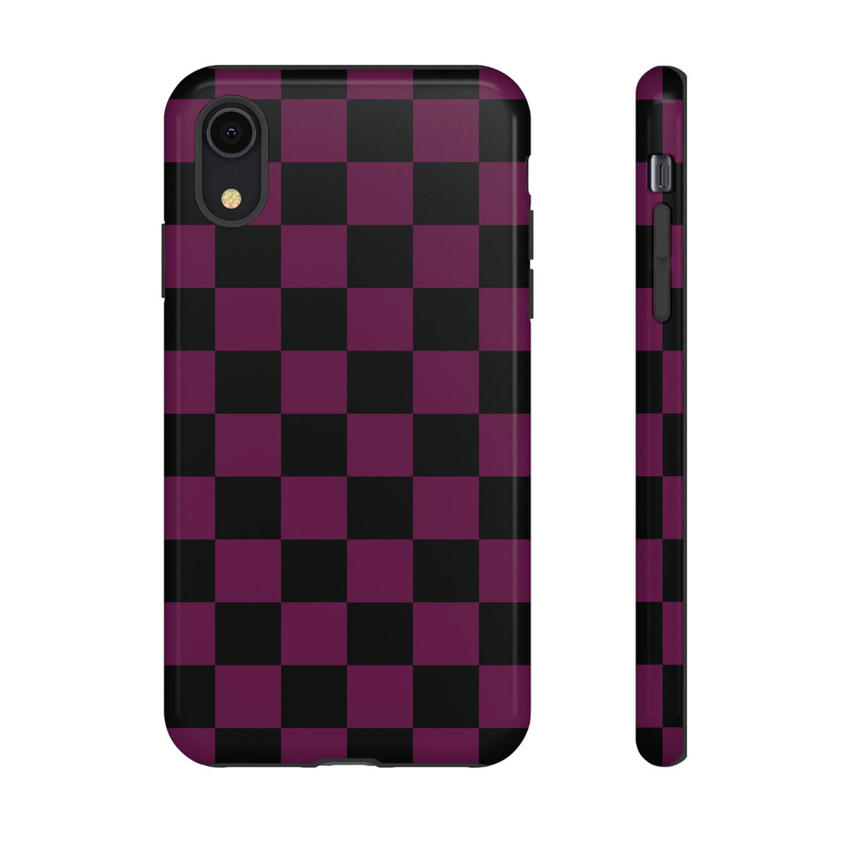 Trendy Plum & Black Checked Pattern Phone Case - Purple Phone Case - iPhone XR / Glossy