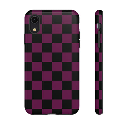 Trendy Plum & Black Checked Pattern Phone Case - Purple Phone Case - iPhone XR / Glossy