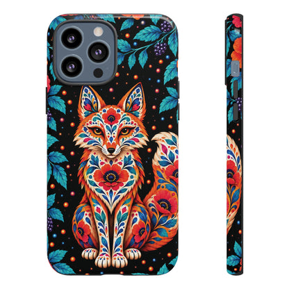 Vibrant Orange and Turquoise Calavera Fox Phone Case - Multicolor Phone Case - iPhone 13 Pro Max / Glossy