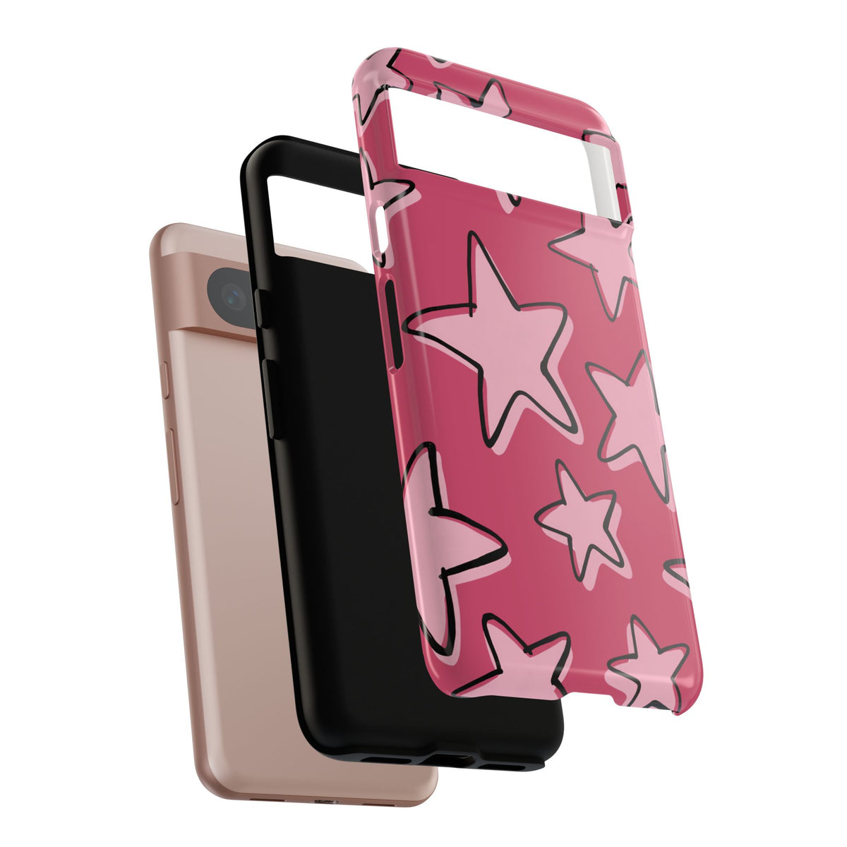 Raspberry Pink Doodle Star Phone Case