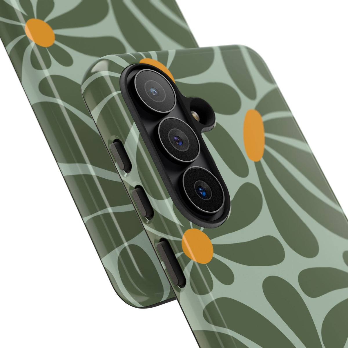 Retro Green Daisy Pattern Phone Case - Green Phone Case