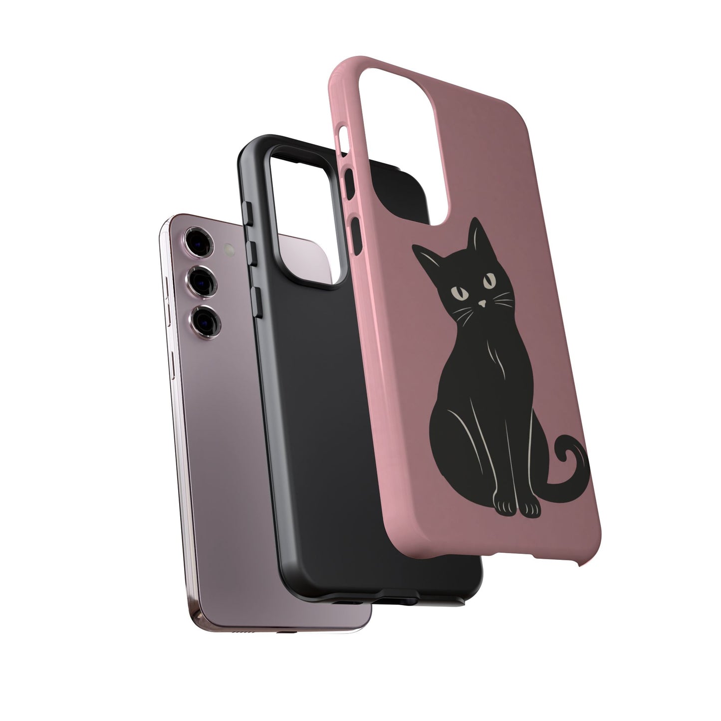 Minimalist Blush Pink & Black Cat Phone Case