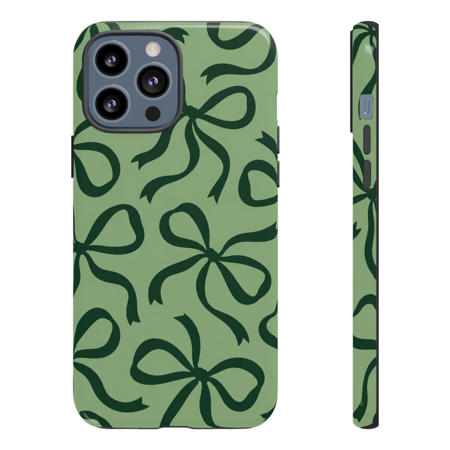 Bold Sage Green and Forest Green Bow Pattern Phone Case