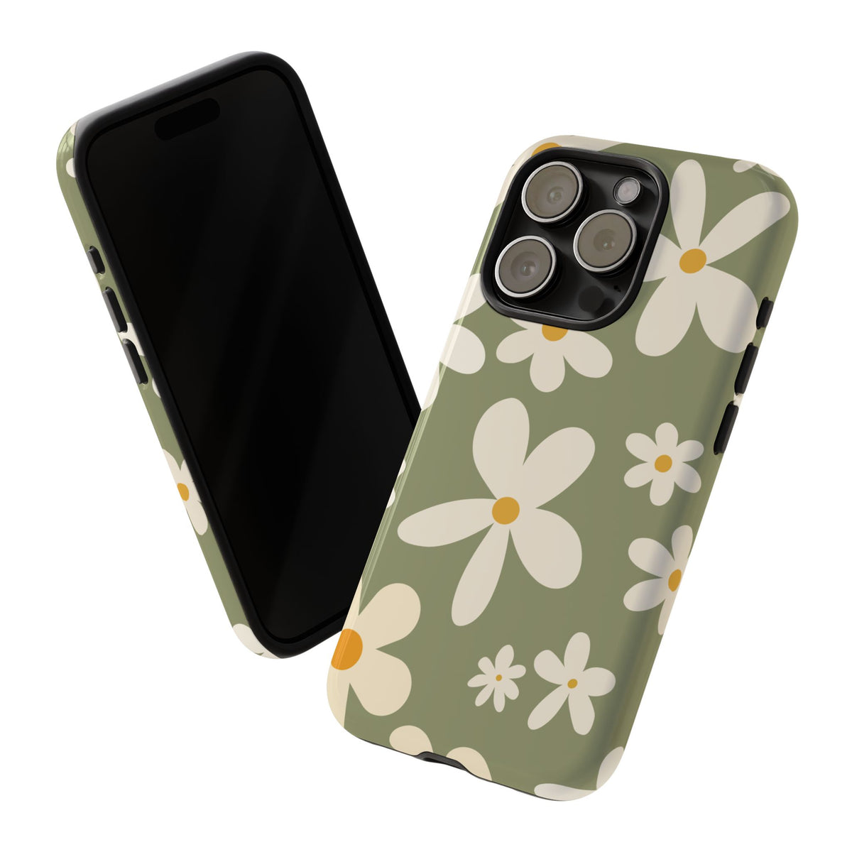 Chic Green Daisy Pattern Phone Case - Green Phone Case