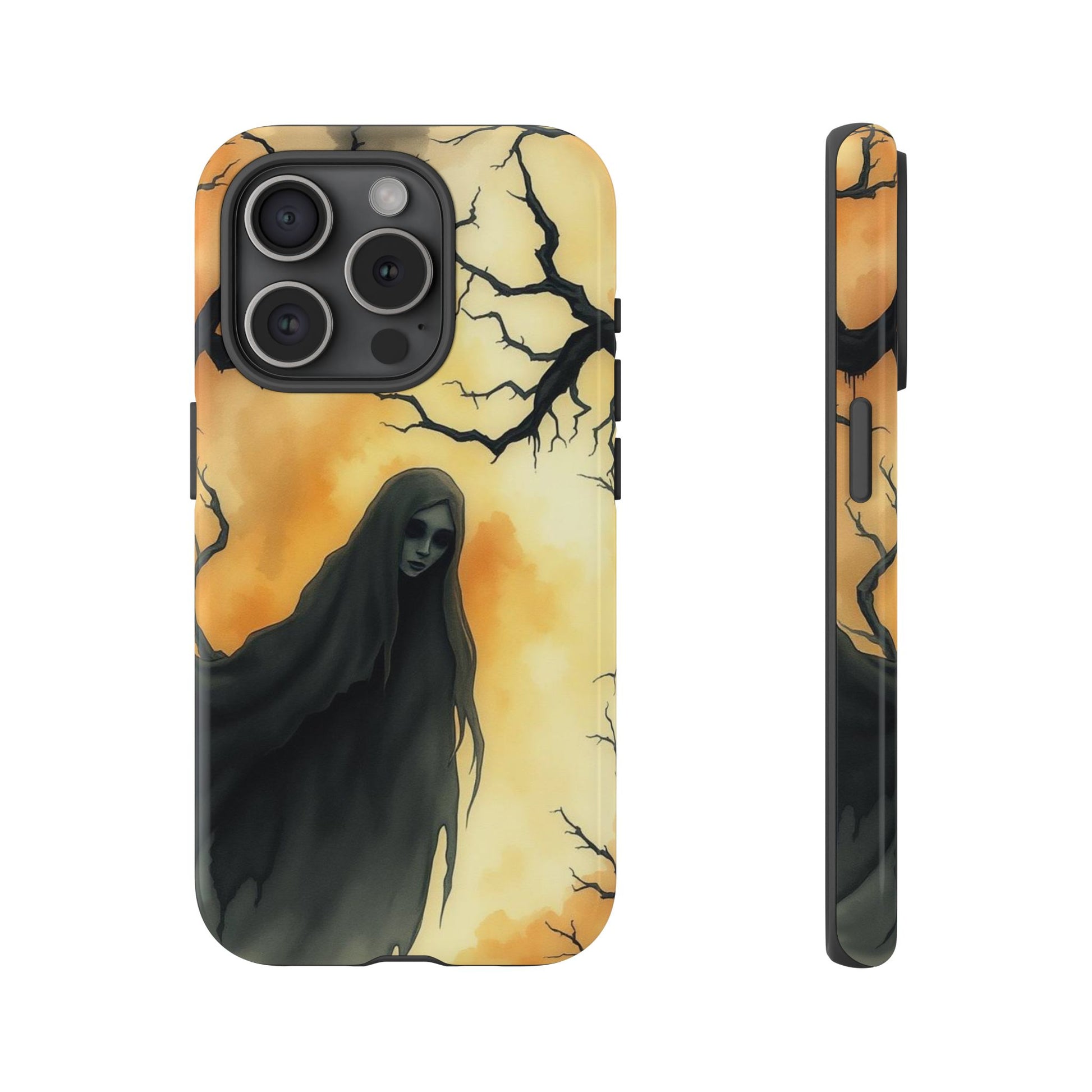 Watercolour Gothic Deathly Woman Phone Case - Multicolor Phone Case - iPhone 15 Pro / Glossy