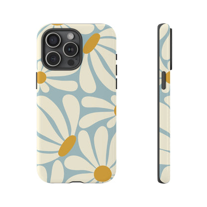 Retro Light Blue Daisy Pattern Phone Case - Blue Phone Case - iPhone 15 Pro Max / Glossy