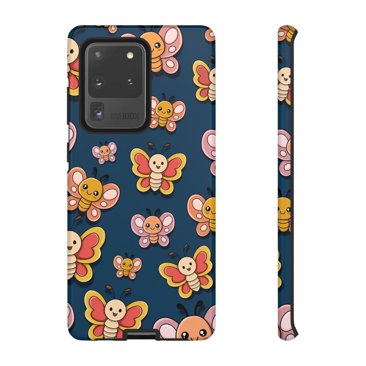 Dark Blue Butterfly Sticker Design Phone Case - Blue Phone Case - Samsung Galaxy S20 Ultra / Glossy