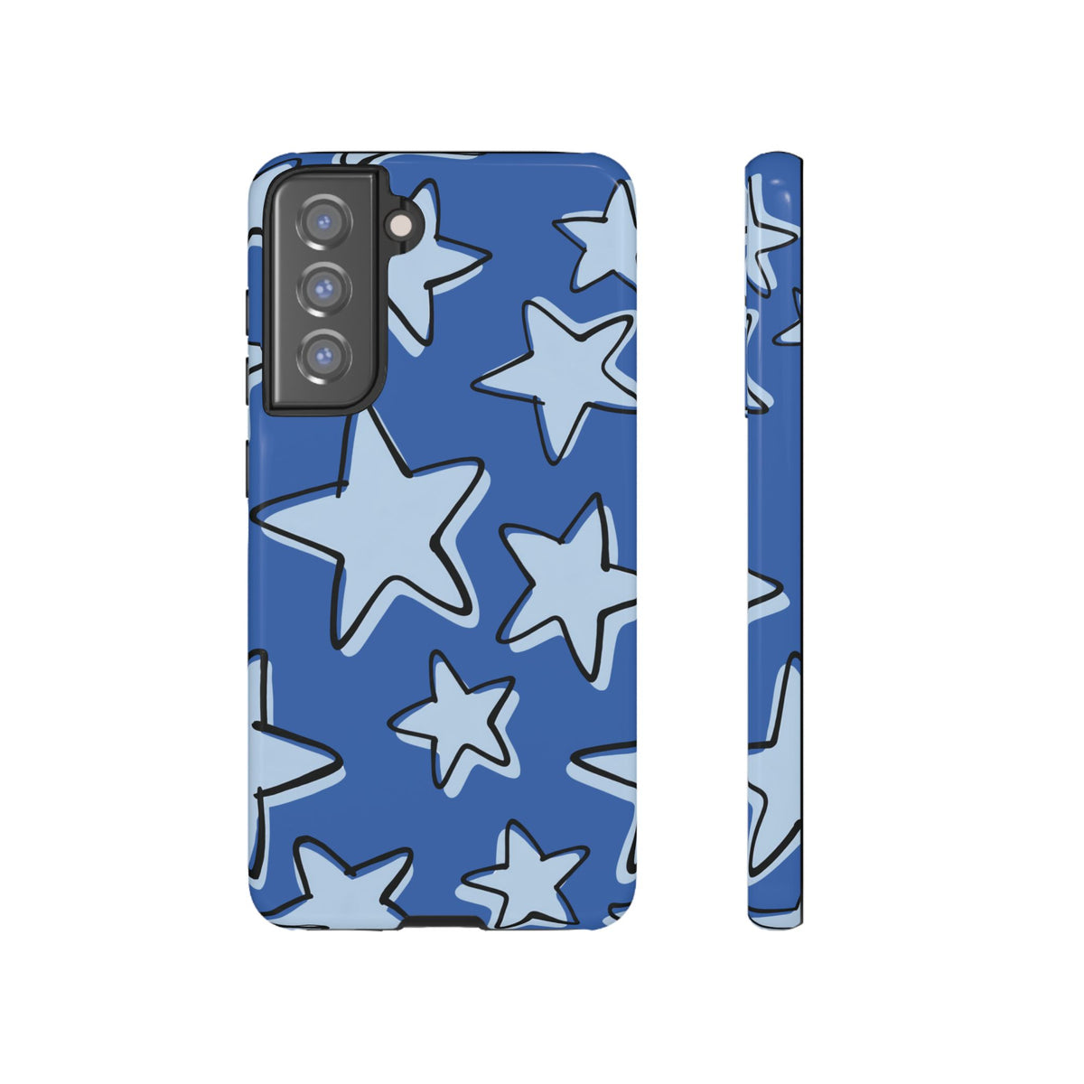 Cobalt Blue Doodle Star Phone Case