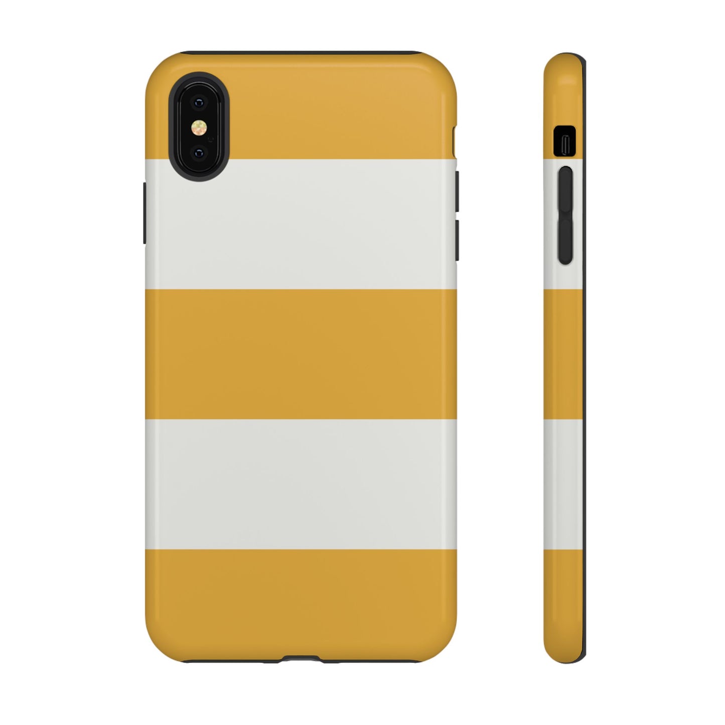 iPhone XS MAX / Glossy Phone Case - Yellow & White Horizontal Stripe Pattern Phone Case