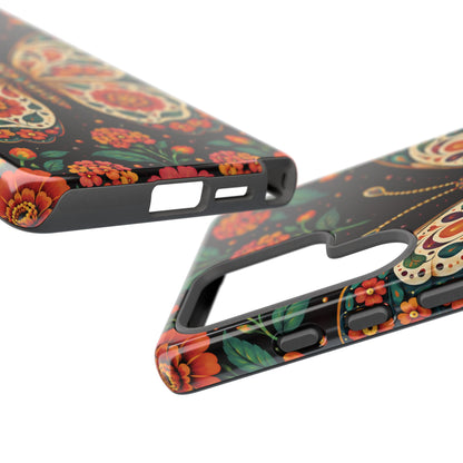 Vibrant Terracotta and Teal Calavera Butterfly Phone Case - Multicolor Phone Case