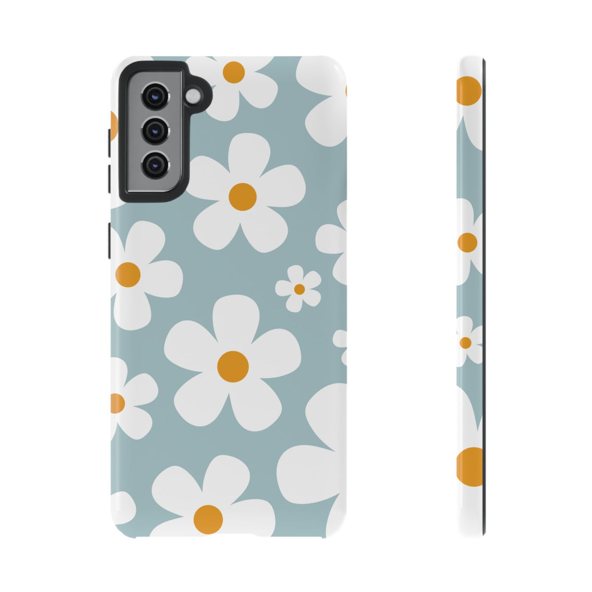 Cute Blue Daisy Pattern Phone Case - Blue Phone Case - Samsung Galaxy S21 Plus / Glossy