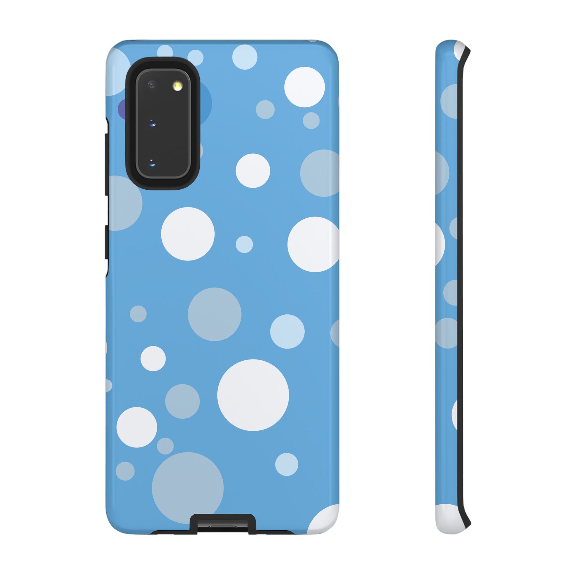 Samsung Galaxy S20 / Glossy Phone Case - ’Bold Blue with White Dot Pattern’ Phone Case