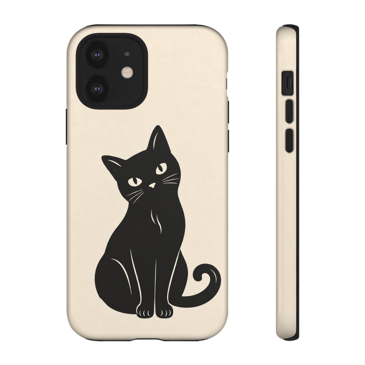 Minimalist Cream & Black Cat Phone Case