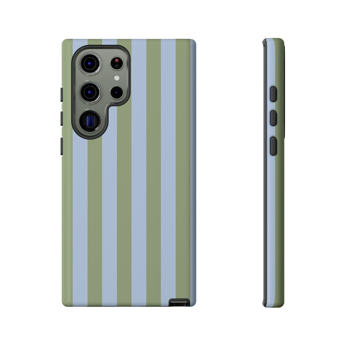 Trendy Ice Blue & Green Stripe Pattern Phone Case - Blue Phone Case - Samsung Galaxy S23 Ultra / Glossy
