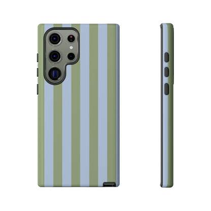 Trendy Ice Blue & Green Stripe Pattern Phone Case - Blue Phone Case - Samsung Galaxy S23 Ultra / Glossy