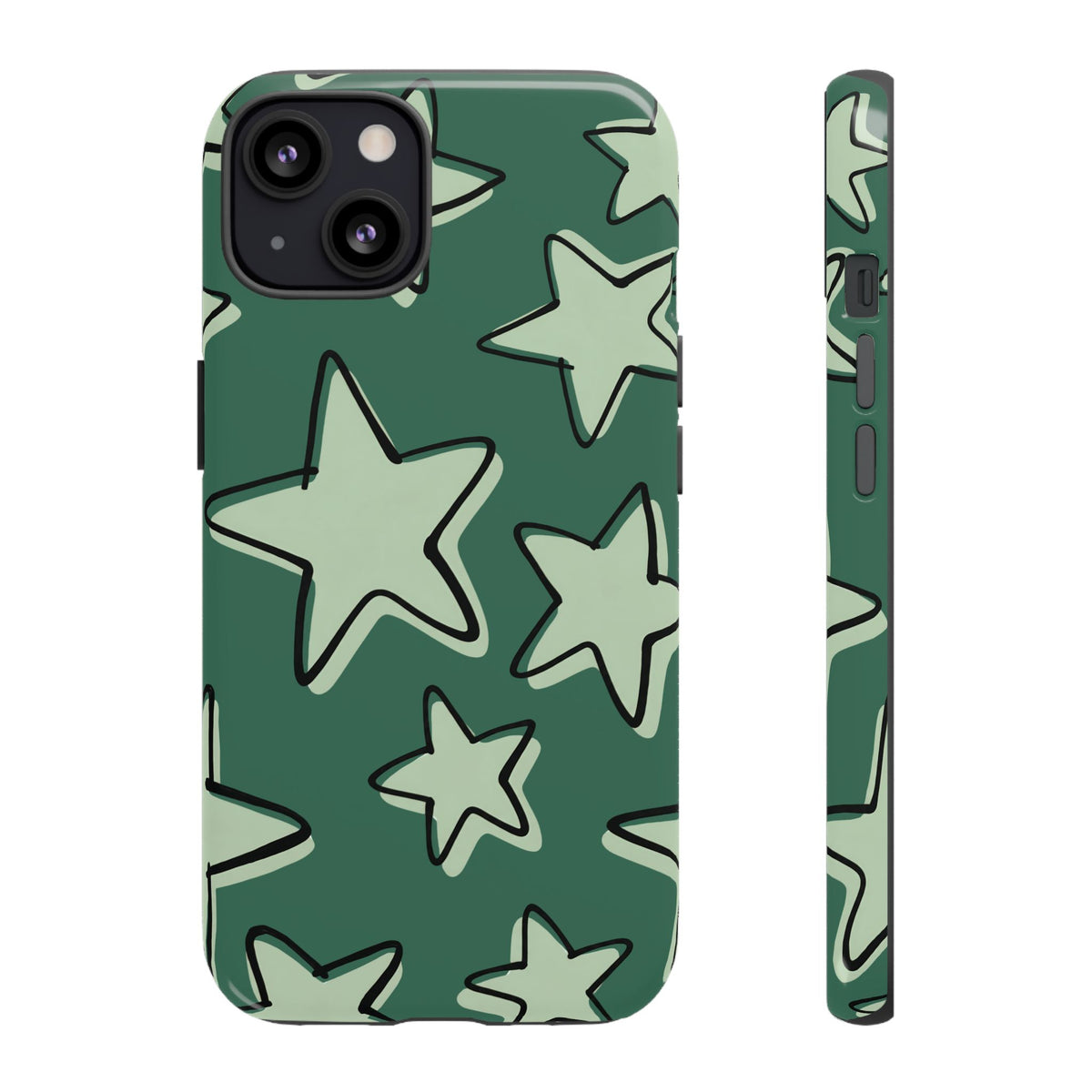 Forest Green Doodle Star Phone Case