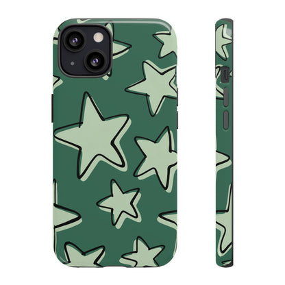 Forest Green Doodle Star Phone Case