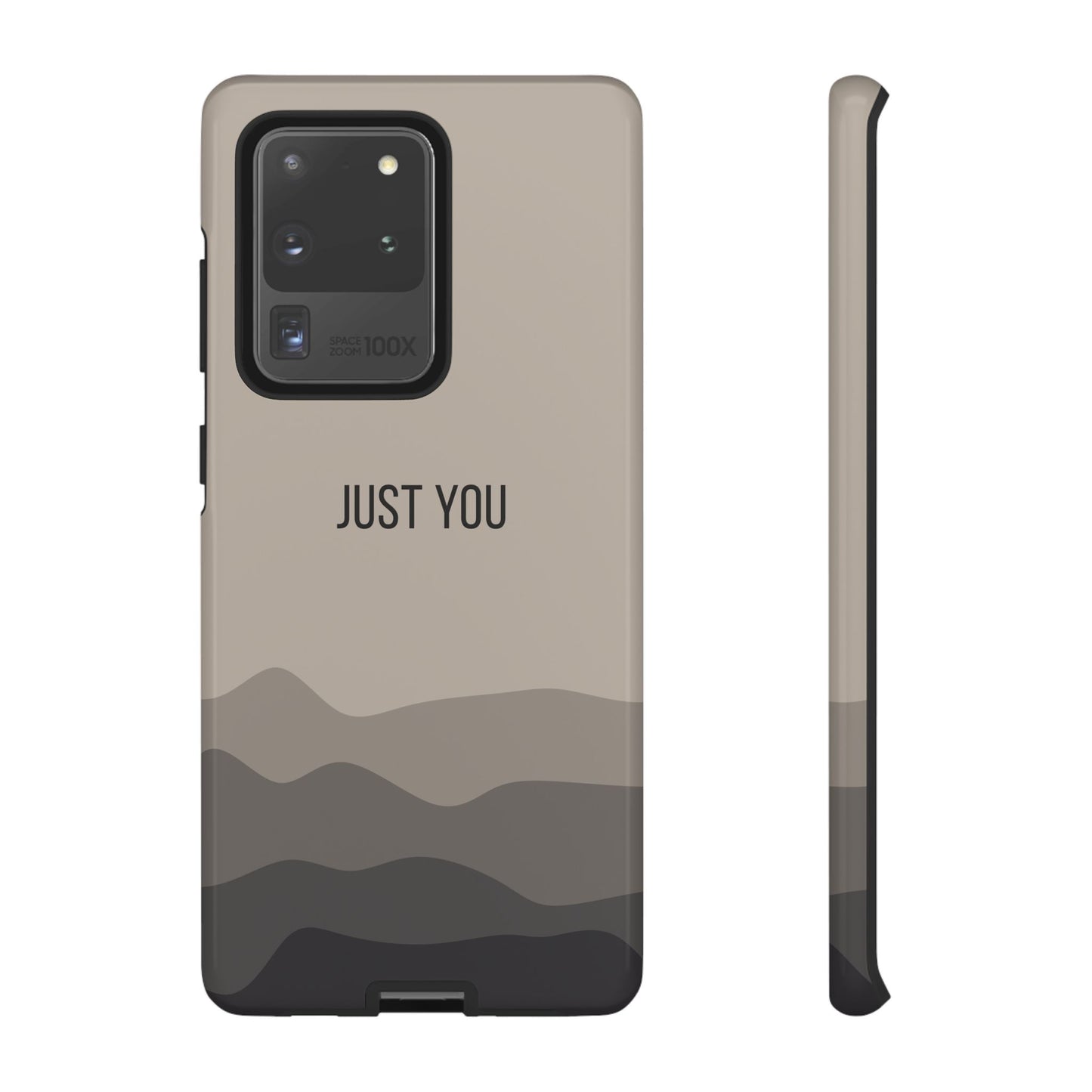 Samsung Galaxy S20 Ultra / Glossy Phone Case - Minimalist Beige Waves ’Just You’ Statement Phone Case