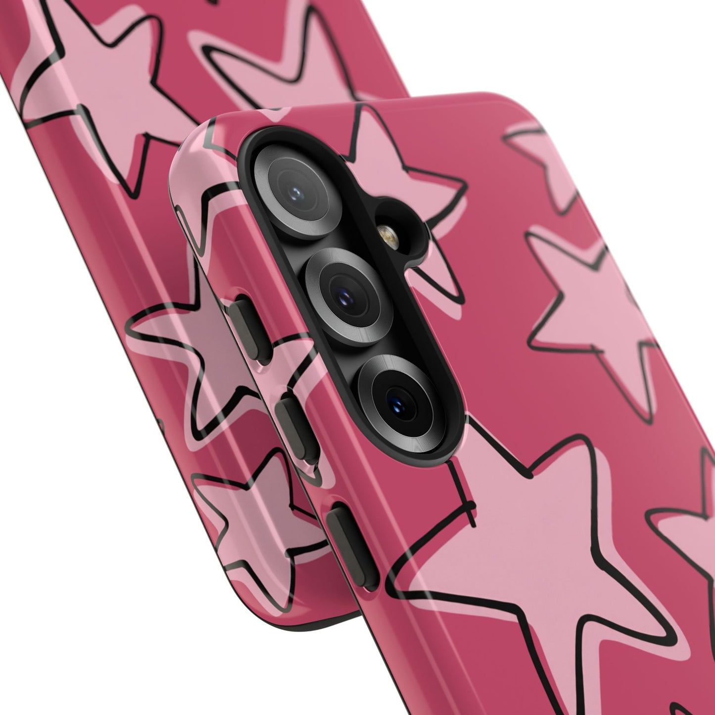 Raspberry Pink Doodle Star Phone Case
