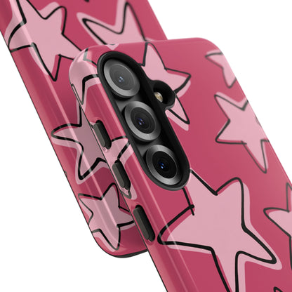 Raspberry Pink Doodle Star Phone Case