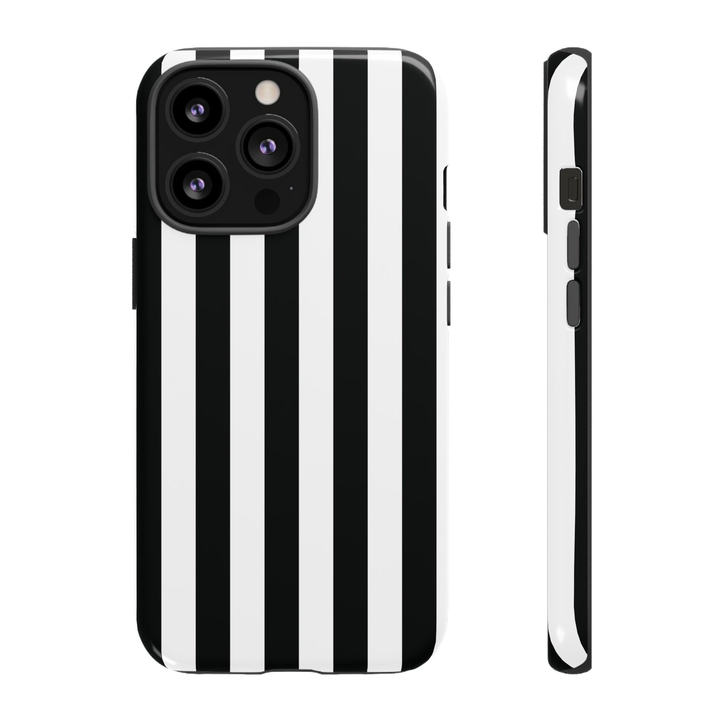 iPhone 13 Pro / Glossy Phone Case - Simple Black & White Stripe Pattern Phone Case