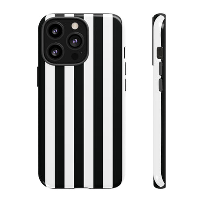 iPhone 13 Pro / Glossy Phone Case - Simple Black & White Stripe Pattern Phone Case
