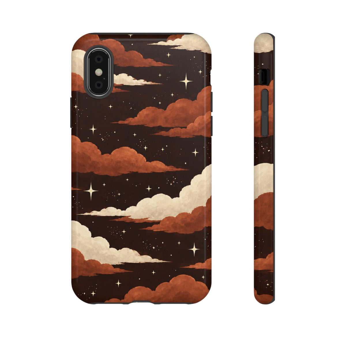 Illustrated Burnt Orange Clouds & Stars Phone Case