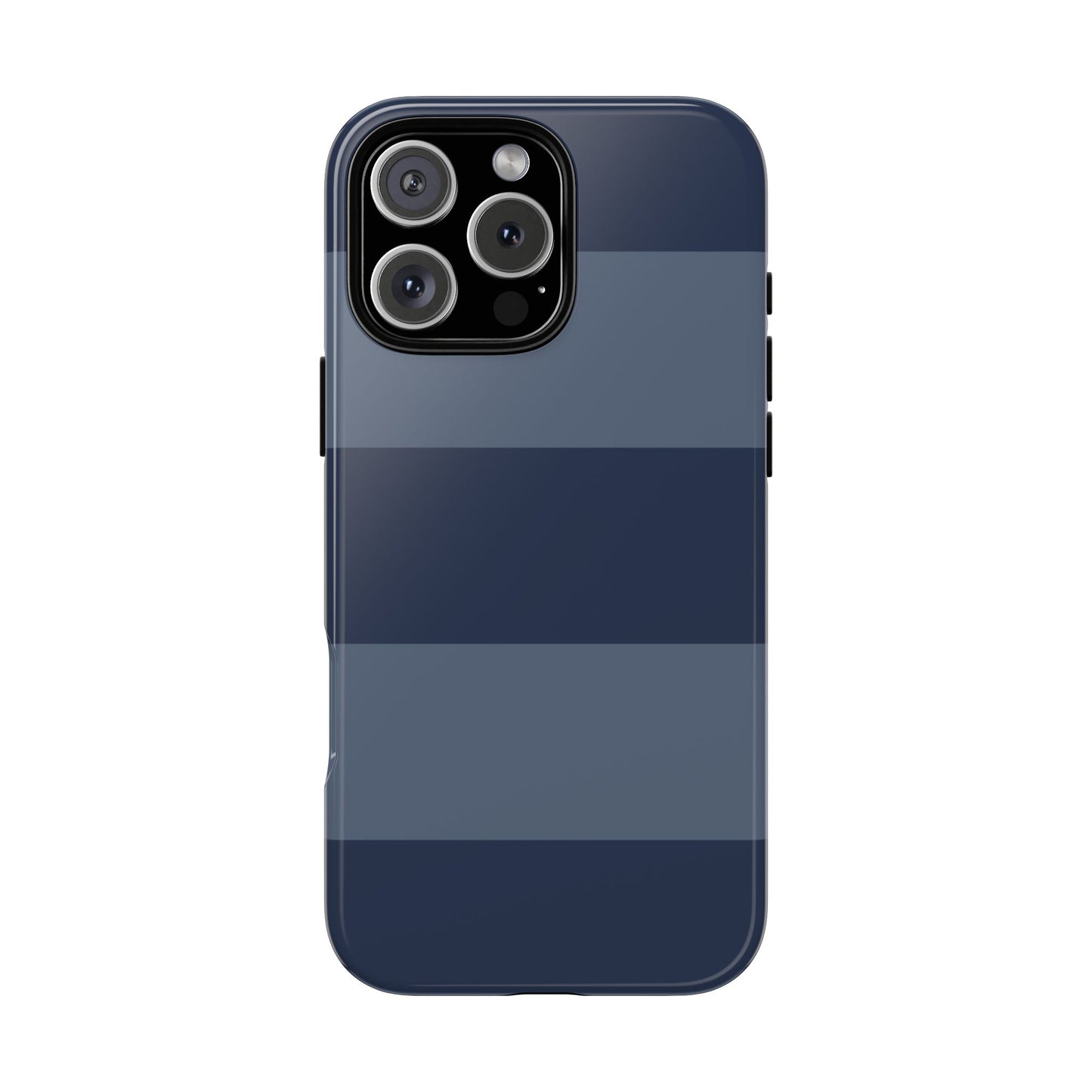 Dark Blue Horizontal Stripe Pattern Phone Case - Blue Phone Case - iPhone 16 Pro Max / Glossy