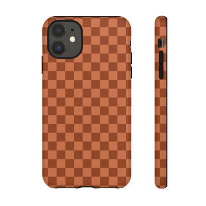 Bold Brown Small Checked Pattern Phone Case - Brown Phone Case - iPhone 11 / Glossy