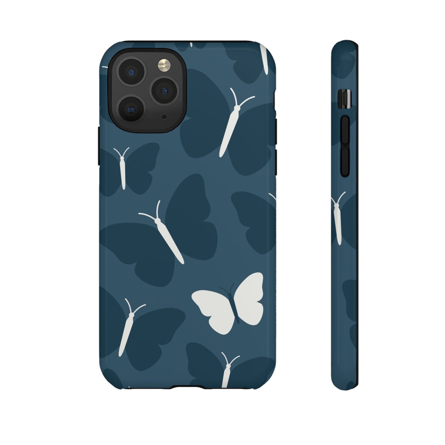 Minimalist Dark Blue Butterfly Pattern Phone Case - Blue Phone Case - iPhone 11 Pro / Glossy
