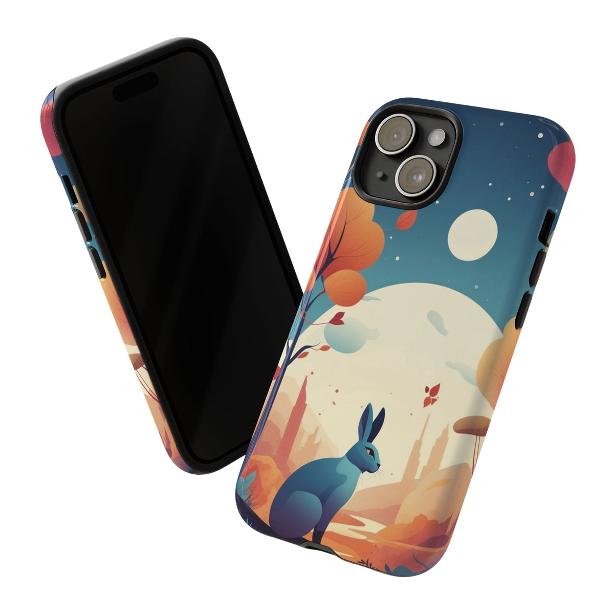 Stylised Blue Hare Design Phone Case - Multicolor Phone Case