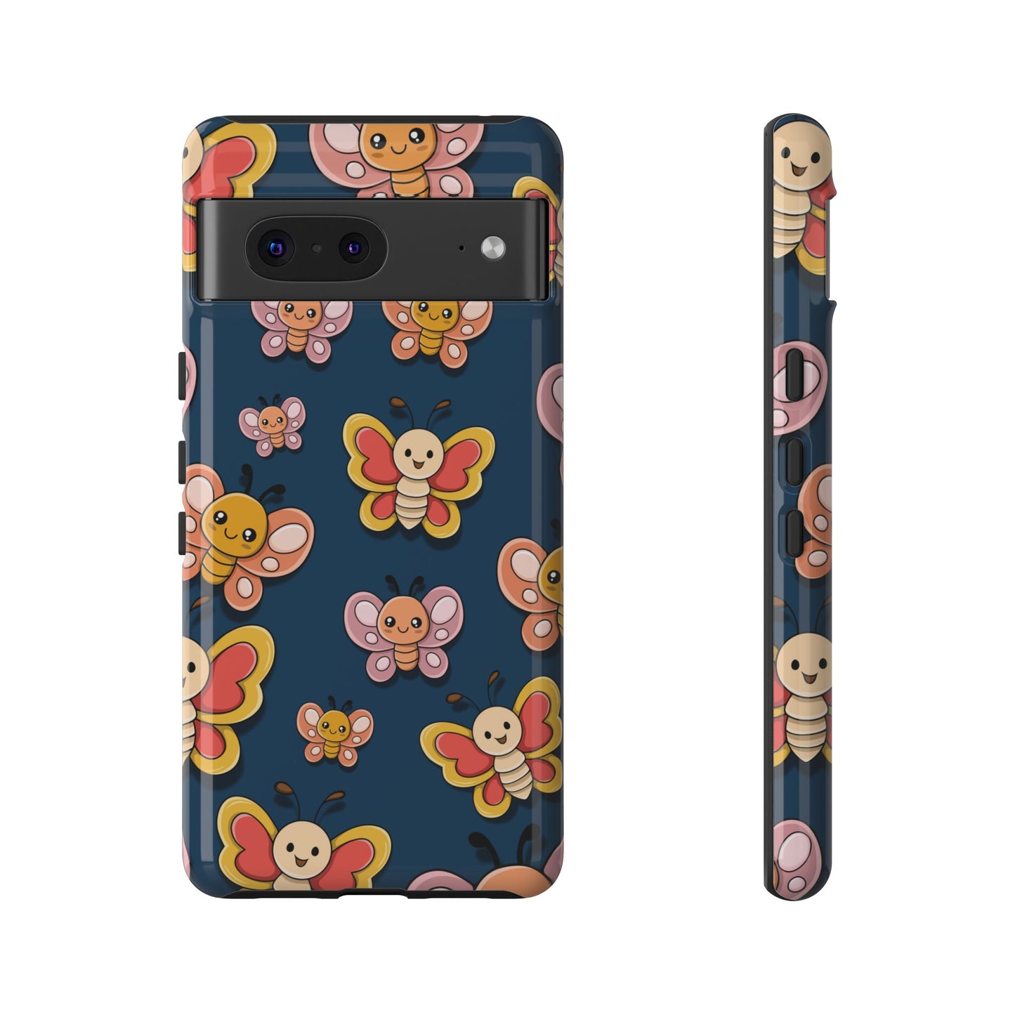 Dark Blue Butterfly Sticker Design Phone Case - Blue Phone Case - Google Pixel 7 / Glossy