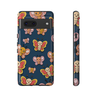 Dark Blue Butterfly Sticker Design Phone Case - Blue Phone Case - Google Pixel 7 / Glossy