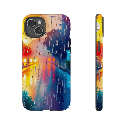 iPhone 15 Plus / Glossy Phone Case - Electric Rain Watercolour Design Phone Case