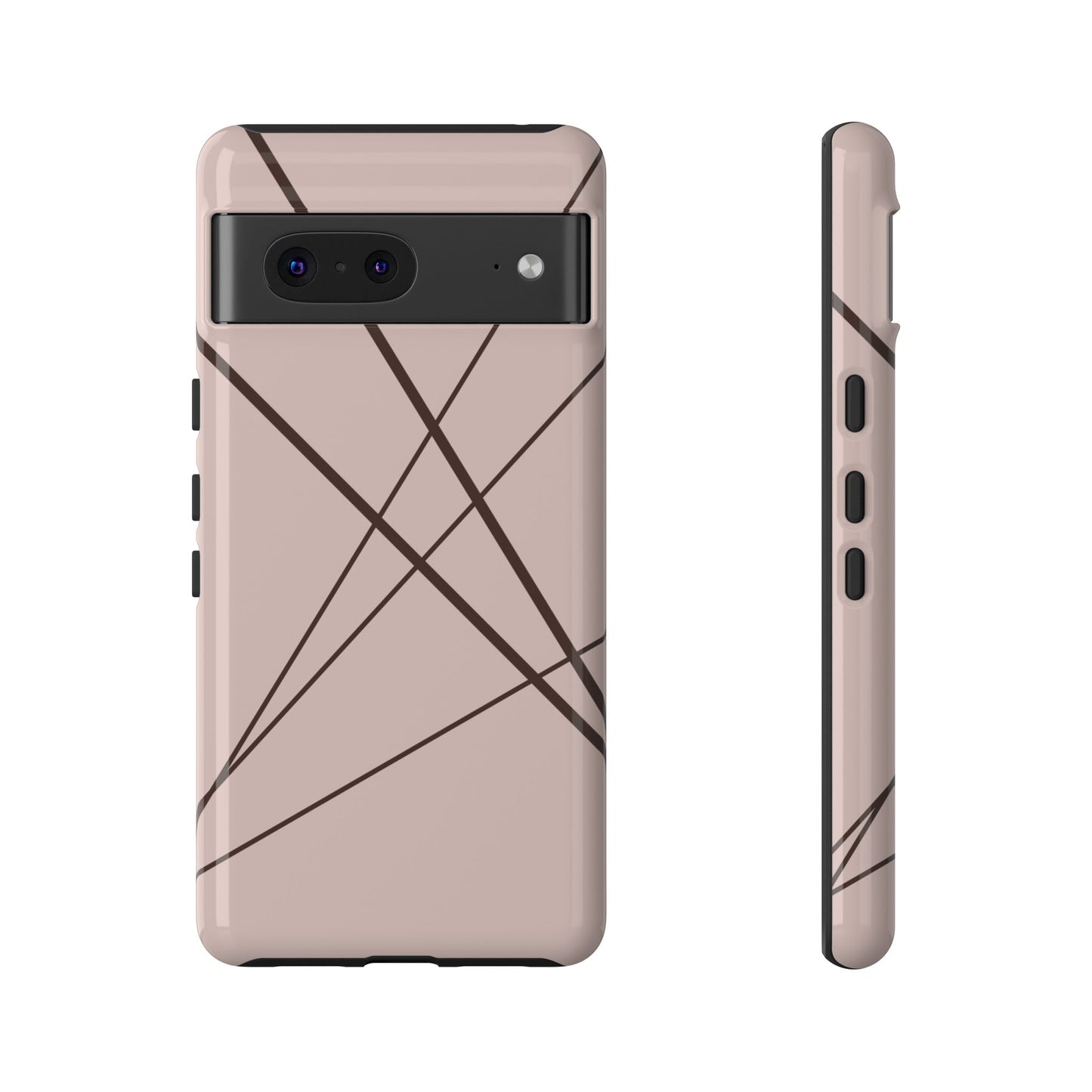 Abstract Pink with Brown Lines Phone Case - Pink Phone Case - Google Pixel 7 / Glossy