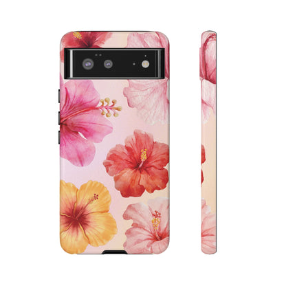 Google Pixel 6 / Glossy Phone Case - ’Pink Hibiscus Pattern #1’ Phone Case