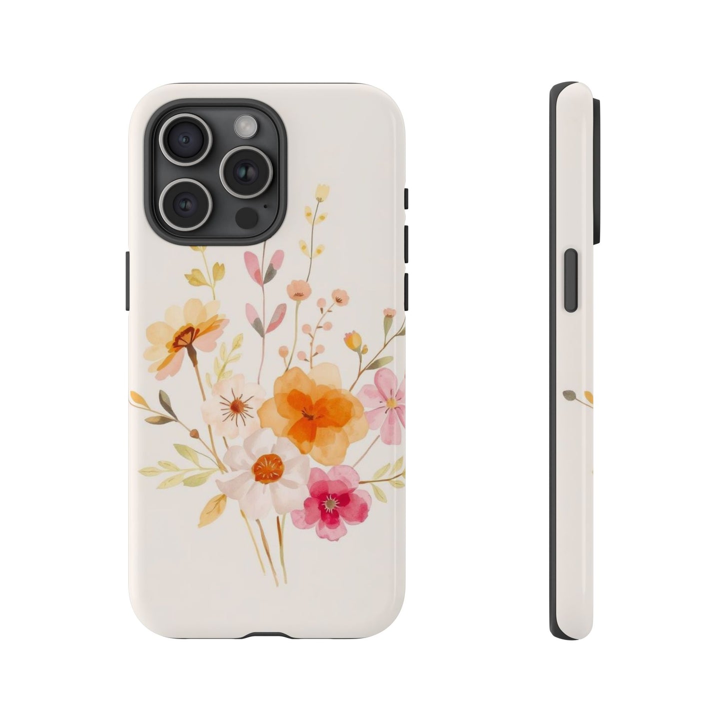 iPhone 15 Pro Max / Glossy Phone Case - Boho Chic Watercolour Flower Pattern Phone Case